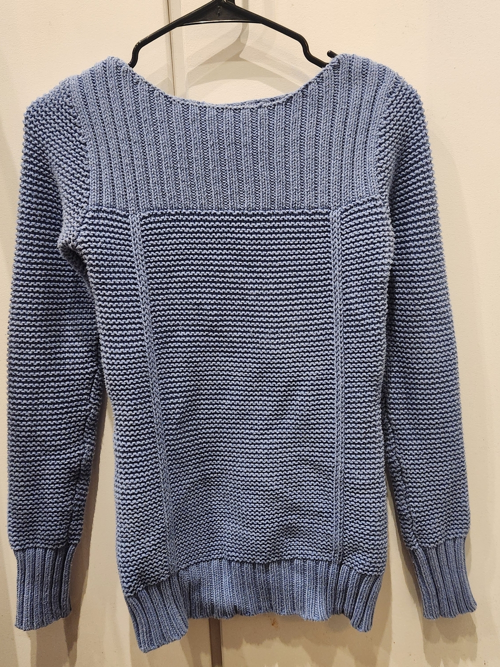 Old Navy Classic Blue Knit Women's Sweater Y2k Ribbed Boatneck